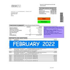 Chase Bank Statement Template Editable (February 2022)