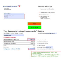 October Bank of America Business Statement (Updated)