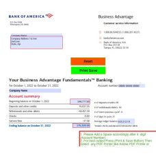 October Bank of America Business Statement (Updated)