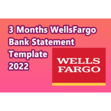 WellsFargo 3 Months Bank Statement Template July, August, September 2022 (Business) 