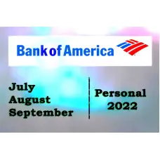 Personal Bank Statement (Bank of America) July, August, September 2022